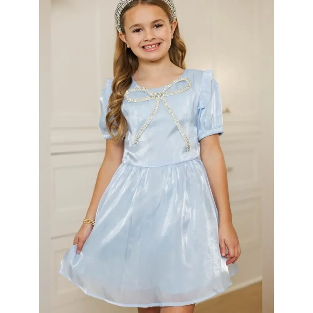 Shop the Mint The Eloise Bow Light Blue Embellished Dress 12/14